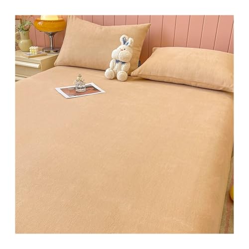 GBHMJU Samt Spannbettlaken 120x200cm bis 200x220cm Winter Spannbettuch Warm Flauschige Bettlaken Laken in vielen Farben und Größen(Camel,120x200+25cm) von GBHMJU