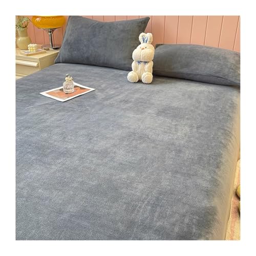 GBHMJU Samt Spannbettlaken 120x200cm bis 200x220cm Winter Spannbettuch Warm Flauschige Bettlaken Laken in vielen Farben und Größen(Dark Gray,120x200+25cm) von GBHMJU