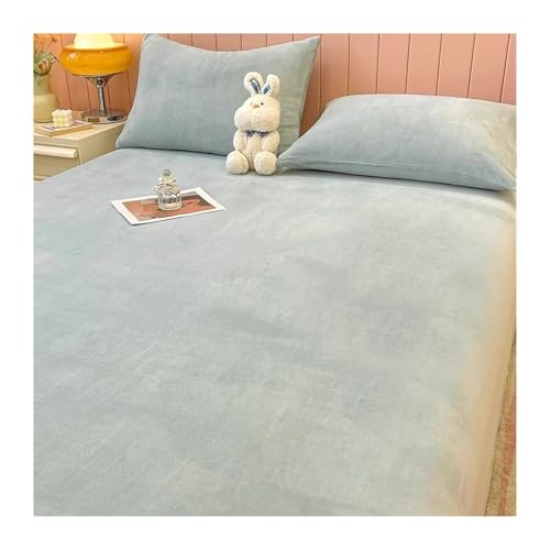 GBHMJU Samt Spannbettlaken 120x200cm bis 200x220cm Winter Spannbettuch Warm Flauschige Bettlaken Laken in vielen Farben und Größen(Light Blue,150x200+25cm) von GBHMJU