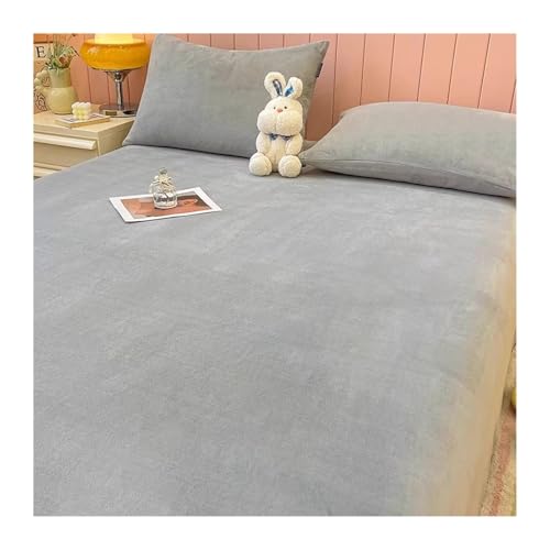 GBHMJU Samt Spannbettlaken 120x200cm bis 200x220cm Winter Spannbettuch Warm Flauschige Bettlaken Laken in vielen Farben und Größen(Light Gray,120x200+25cm) von GBHMJU