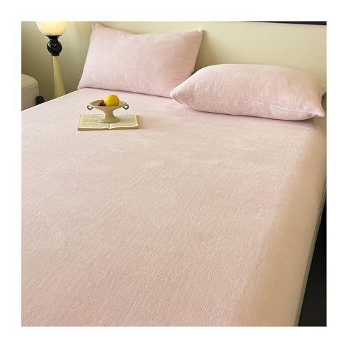 GBHMJU Samt Spannbettlaken 120x200cm bis 200x220cm Winter Spannbettuch Warm Flauschige Bettlaken Laken in vielen Farben und Größen(Light pink,120x200cm+48x74cm x1) von GBHMJU