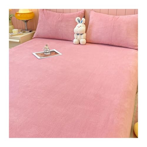 GBHMJU Samt Spannbettlaken 120x200cm bis 200x220cm Winter Spannbettuch Warm Flauschige Bettlaken Laken in vielen Farben und Größen(Pink,150x200cm+48x74cm x2) von GBHMJU