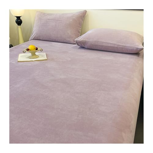 GBHMJU Samt Spannbettlaken 120x200cm bis 200x220cm Winter Spannbettuch Warm Flauschige Bettlaken Laken in vielen Farben und Größen(Purple,120x200+25cm) von GBHMJU