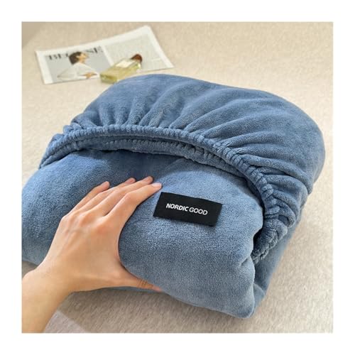 GBHMJU Samt-Spannbettlaken 150x200cm 180x200cm Luxuriös Winter Plüsch Cashmere Touch Spannbetttuch Fleece Bettlaken Matratzenschoner(Dark Blue,150x200cm+48x74cm x2) von GBHMJU