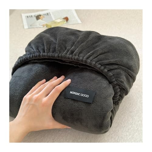 GBHMJU Samt-Spannbettlaken 150x200cm 180x200cm Luxuriös Winter Plüsch Cashmere Touch Spannbetttuch Fleece Bettlaken Matratzenschoner(Dark Gray,180x200+20cm) von GBHMJU