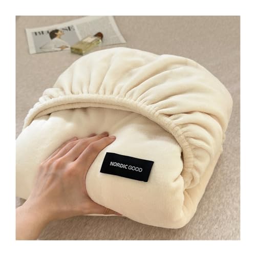 GBHMJU Samt-Spannbettlaken 150x200cm 180x200cm Luxuriös Winter Plüsch Cashmere Touch Spannbetttuch Fleece Bettlaken Matratzenschoner(Off-White,180x200cm+48x74cm x2) von GBHMJU