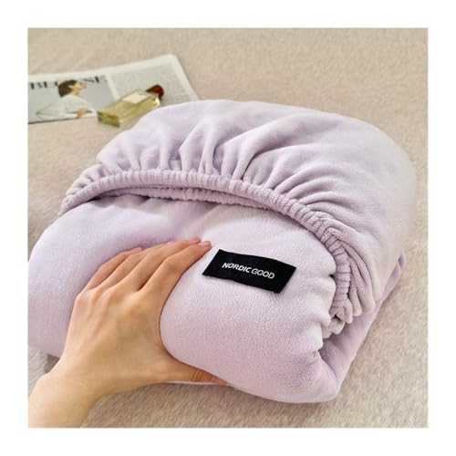 GBHMJU Samt-Spannbettlaken 150x200cm 180x200cm Luxuriös Winter Plüsch Cashmere Touch Spannbetttuch Fleece Bettlaken Matratzenschoner(Purple,150x200cm+48x74cm x2) von GBHMJU