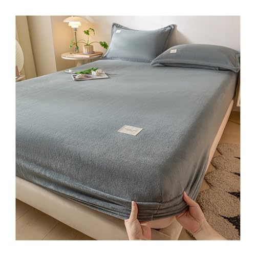 GBHMJU Samt Spannbettlaken 90x200 bis 200x220 Warm Winter Spannbetttücher Flausch Spannbetttuch Boxspringbett Bettlaken Hohe 5-28cm(Dark Gray,150x200+30cm) von GBHMJU