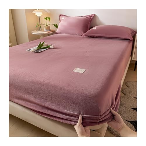 GBHMJU Samt Spannbettlaken 90x200 bis 200x220 Warm Winter Spannbetttücher Flausch Spannbetttuch Boxspringbett Bettlaken Hohe 5-28cm(Dark red,180x200+30cm) von GBHMJU