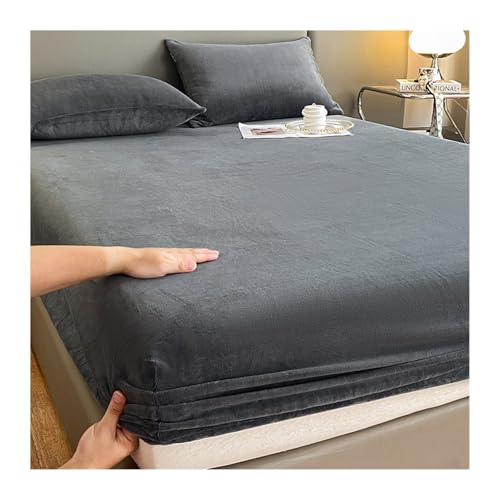 GBHMJU Samt Spannbettlaken Winter Plüsch Warme kuschelige Premium Cashmere Touch Bettlaken Fleece Plüsch Betttuch für Hohe Matratze Steghöhe 25 cm(Dark Gray,150x200cm+48x74cm x2) von GBHMJU