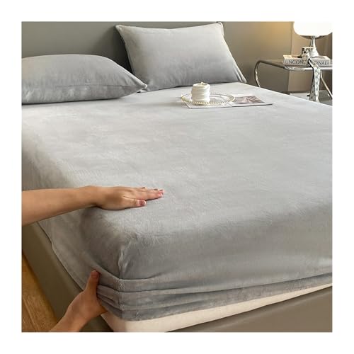 GBHMJU Samt Spannbettlaken Winter Plüsch Warme kuschelige Premium Cashmere Touch Bettlaken Fleece Plüsch Betttuch für Hohe Matratze Steghöhe 25 cm(Light Gray,180x200cm+48x74cm x2) von GBHMJU