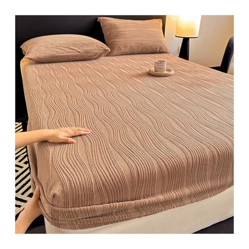 GBHMJU Samt-Spannbetttuch 90x200cm bis 200x220cm Winter Spannbettlaken Luxuriös Weich Flanell-Bettlaken für 25cm Matratze(Coffee,90x200cm+48x74cm x1) von GBHMJU
