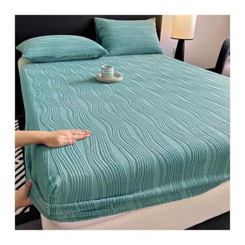 GBHMJU Samt-Spannbetttuch 90x200cm bis 200x220cm Winter Spannbettlaken Luxuriös Weich Flanell-Bettlaken für 25cm Matratze(Green,120x200+25cm) von GBHMJU