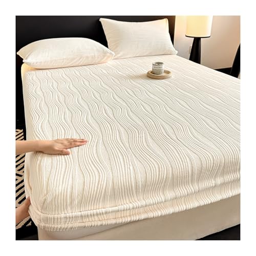 GBHMJU Samt-Spannbetttuch 90x200cm bis 200x220cm Winter Spannbettlaken Luxuriös Weich Flanell-Bettlaken für 25cm Matratze(White,200x220cm+48x74cm x2) von GBHMJU
