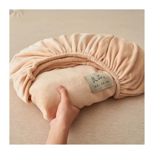 GBHMJU Samt-Spannbetttuch Double Queen Super King Fleece-Plüsch-Bettlaken luxuriös weich und flauschig Matratzenschoner warmes Flauschiges Unterlaken(Beige,180x200+20cm) von GBHMJU