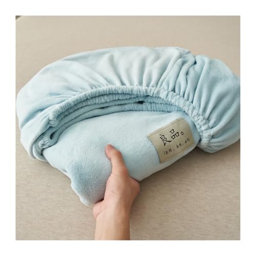 GBHMJU Samt-Spannbetttuch Double Queen Super King Fleece-Plüsch-Bettlaken luxuriös weich und flauschig Matratzenschoner warmes Flauschiges Unterlaken(Blue,180x200cm+48x74cm x2) von GBHMJU