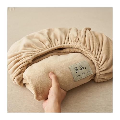 GBHMJU Samt-Spannbetttuch Double Queen Super King Fleece-Plüsch-Bettlaken luxuriös weich und flauschig Matratzenschoner warmes Flauschiges Unterlaken(Camel,200x220cm+48x74cm x2) von GBHMJU