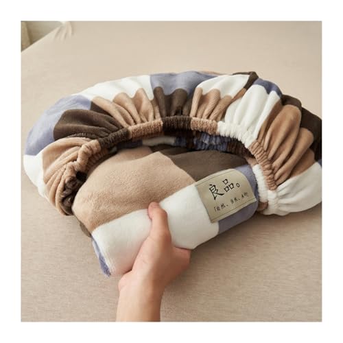 GBHMJU Samt-Spannbetttuch Double Queen Super King Fleece-Plüsch-Bettlaken luxuriös weich und flauschig Matratzenschoner warmes Flauschiges Unterlaken(Camel Grid,120x200cm+48x74cm x2) von GBHMJU