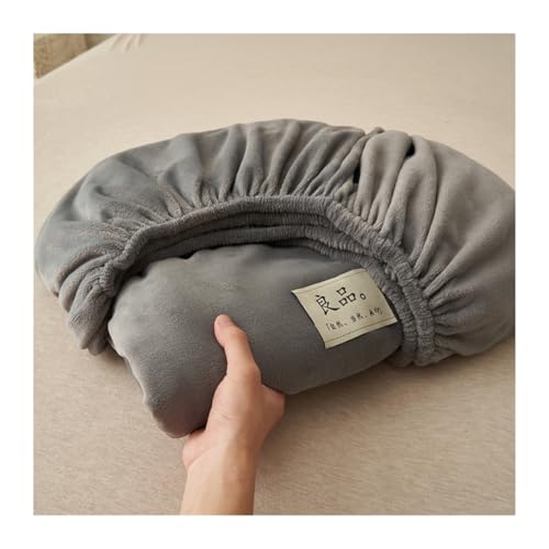GBHMJU Samt-Spannbetttuch Double Queen Super King Fleece-Plüsch-Bettlaken luxuriös weich und flauschig Matratzenschoner warmes Flauschiges Unterlaken(Dark Gray,150x200+20cm) von GBHMJU