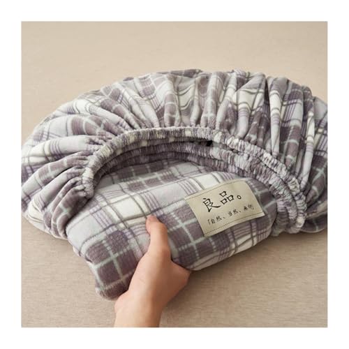 GBHMJU Samt-Spannbetttuch Double Queen Super King Fleece-Plüsch-Bettlaken luxuriös weich und flauschig Matratzenschoner warmes Flauschiges Unterlaken(Gray Grid,200x220cm+48x74cm x2) von GBHMJU
