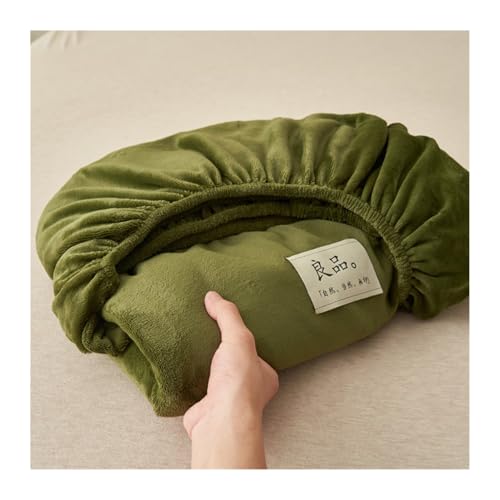 GBHMJU Samt-Spannbetttuch Double Queen Super King Fleece-Plüsch-Bettlaken luxuriös weich und flauschig Matratzenschoner warmes Flauschiges Unterlaken(Green,200x220+20cm) von GBHMJU