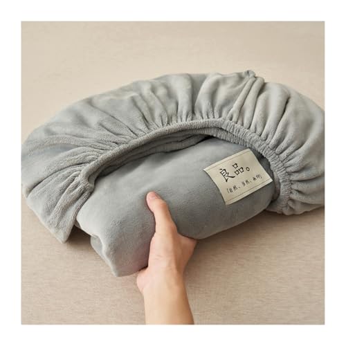 GBHMJU Samt-Spannbetttuch Double Queen Super King Fleece-Plüsch-Bettlaken luxuriös weich und flauschig Matratzenschoner warmes Flauschiges Unterlaken(Light Gray,150x200+20cm) von GBHMJU