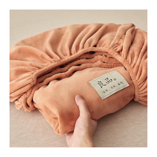 GBHMJU Samt-Spannbetttuch Double Queen Super King Fleece-Plüsch-Bettlaken luxuriös weich und flauschig Matratzenschoner warmes Flauschiges Unterlaken(Orange,120x200+20cm) von GBHMJU