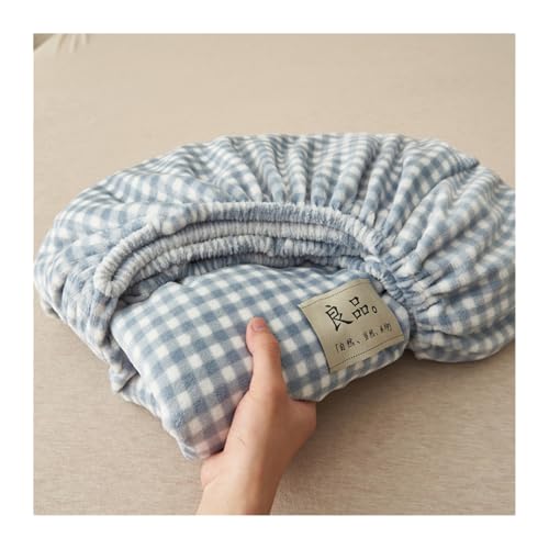 GBHMJU Samt-Spannbetttuch Double Queen Super King Fleece-Plüsch-Bettlaken luxuriös weich und flauschig Matratzenschoner warmes Flauschiges Unterlaken(Small Blue,200x220+20cm) von GBHMJU