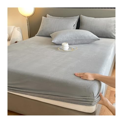 GBHMJU Winter Spannbettlaken 120x200cm bis 200x220cm Plüsch Bettlaken Flauschige Cashmere Touch Warme Spannbetttuch Flanell-Unterlaken(Light Grey,180x200cm+48x74cm x2) von GBHMJU