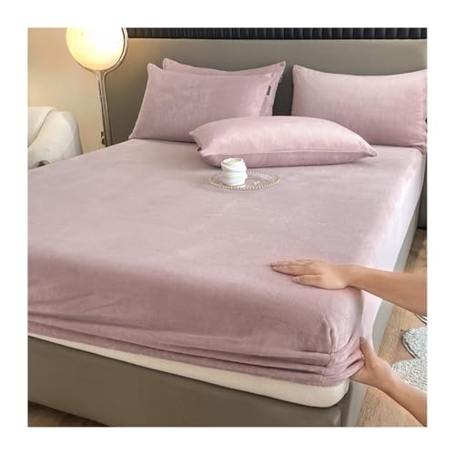 GBHMJU Winter Spannbettlaken 120x200cm bis 200x220cm Plüsch Bettlaken Flauschige Cashmere Touch Warme Spannbetttuch Flanell-Unterlaken(Purple,180x200+25cm) von GBHMJU
