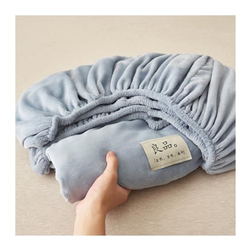 GBHMJU Winter Spannbettlaken 120x200cm bis 200x220cm Samt Warme Plüsch Bettlaken Fleece Kuschelige Spannbetttücher für Boxspringbett Hohe Matratze(Blue,200x220cm+48x74cm x2) von GBHMJU