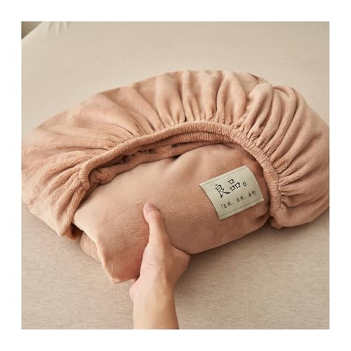 GBHMJU Winter Spannbettlaken 120x200cm bis 200x220cm Samt Warme Plüsch Bettlaken Fleece Kuschelige Spannbetttücher für Boxspringbett Hohe Matratze(Camel,150x200cm+48x74cm x2) von GBHMJU