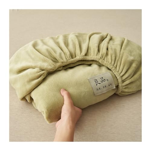 GBHMJU Winter Spannbettlaken 120x200cm bis 200x220cm Samt Warme Plüsch Bettlaken Fleece Kuschelige Spannbetttücher für Boxspringbett Hohe Matratze(Green,150x200+20cm) von GBHMJU
