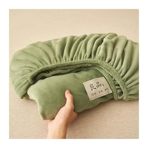 GBHMJU Winter Spannbettlaken 120x200cm bis 200x220cm Samt Warme Plüsch Bettlaken Fleece Kuschelige Spannbetttücher für Boxspringbett Hohe Matratze(Green A,150x200+20cm) von GBHMJU