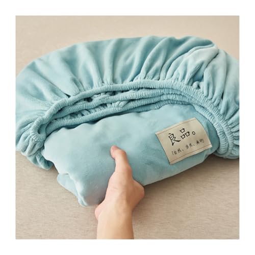 GBHMJU Winter Spannbettlaken 120x200cm bis 200x220cm Samt Warme Plüsch Bettlaken Fleece Kuschelige Spannbetttücher für Boxspringbett Hohe Matratze(Lake Green,180x200+20cm) von GBHMJU