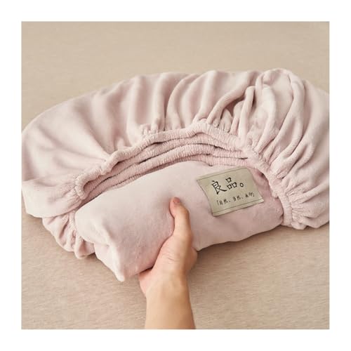 GBHMJU Winter Spannbettlaken 120x200cm bis 200x220cm Samt Warme Plüsch Bettlaken Fleece Kuschelige Spannbetttücher für Boxspringbett Hohe Matratze(Pink,200x220+20cm) von GBHMJU