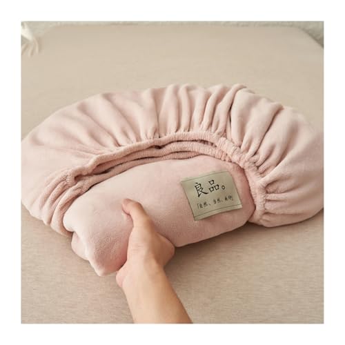 GBHMJU Winter Spannbettlaken 120x200cm bis 200x220cm Samt Warme Plüsch Bettlaken Fleece Kuschelige Spannbetttücher für Boxspringbett Hohe Matratze(Pink A,180x200cm+48x74cm x2) von GBHMJU