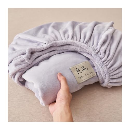 GBHMJU Winter Spannbettlaken 120x200cm bis 200x220cm Samt Warme Plüsch Bettlaken Fleece Kuschelige Spannbetttücher für Boxspringbett Hohe Matratze(Purple,150x200cm+48x74cm x2) von GBHMJU
