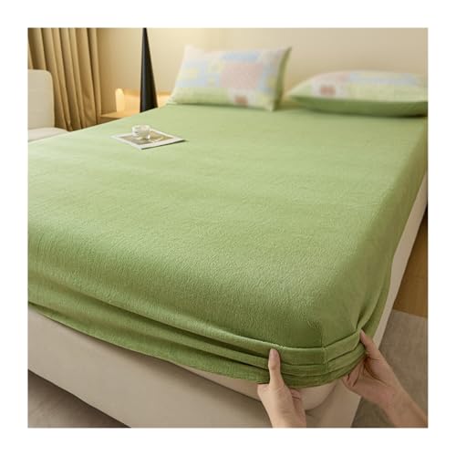 GBHMJU Winter Spannbettlaken 150x200 180x200 Samt Warm Boxspringbett Bettlaken Flanell Spannbetttuch Spannbetttücher für Hohe Matratze Steghöhe 25cm(Green,180x200+25cm) von GBHMJU
