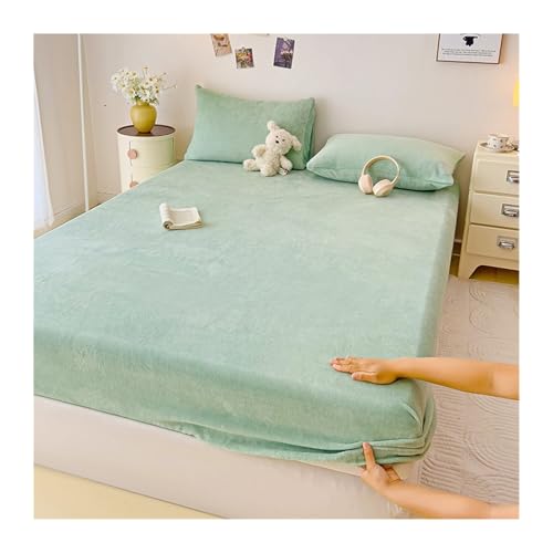 GBHMJU Winter Spannbettlaken 90x200cm bis 200x220cm Cashmere Touch Plüsch Super Soft Weich Fleece Kuschelig Spannbetttuch(Green,90x200cm+48x74cm x2) von GBHMJU