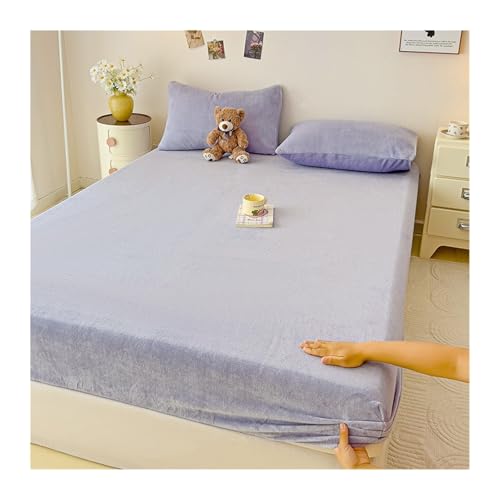 GBHMJU Winter Spannbettlaken 90x200cm bis 200x220cm Cashmere Touch Plüsch Super Soft Weich Fleece Kuschelig Spannbetttuch(Purple,90x200cm+48x74cm x2) von GBHMJU