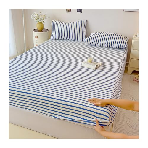 GBHMJU Winter Spannbettlaken 90x200cm bis 200x220cm Cashmere Touch Plüsch Super Soft Weich Fleece Kuschelig Spannbetttuch(Stripe B,150x200+27cm) von GBHMJU