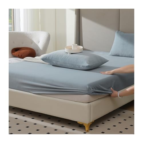 GBHMJU Winter Spannbettlaken Bettlaken 120x200cm bis 200x220cm Plüsch Warm Weich Fleece Kuschelig Flauschig Cashmere Touch Spannbetttuch(Blue,120x200+28cm) von GBHMJU