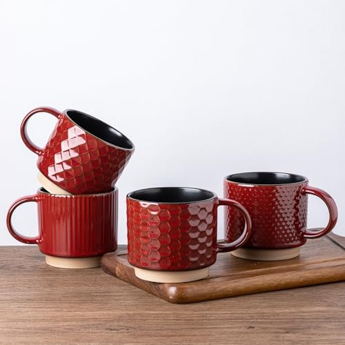 GBHOME Stapelbare Kaffeetassen 4er Set I 350ml Keramik Tassen mit Textur I Spülmaschinen- & Mikrowellengeeignet I Für Latte/Cappuccino I Moderne Geschenkidee für Männer/Frauen GBHOME Stapelbare Kaffeetassen 4er Set I 350ml Keramik Tassen mit Textur I Spülmaschinen- & Mikrowellengeeignet I Für Latte/Cappuccino I Moderne Geschenkidee für Männer/Frauen von GBHOME