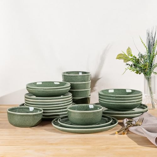 GBHOME Steingut Geschirrset für 6 Personen | Keramik Teller & Schüsseln Set mit Reaktiver Glasur | Extrem Splitter- & Rissfest | Spülmaschinen- & Mikrowellengeeignet | Modernes Service-Set GDW009DG GBHOME Steingut Geschirrset für 6 Personen | Keramik Teller & Schüsseln Set mit Reaktiver Glasur | Extrem Splitter- & Rissfest | Spülmaschinen- & Mikrowellengeeignet | Modernes Service-Set GDW009DG von GBHOME