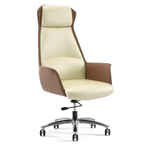 GBKBVTATDK Bürostuhl Ergonomisch mit Hoher Rückenlehne, Schreibtischstuhl aus Kunstleder mit Lendenwirbelstütze, hochklappbaren Armlehnen, Liegefunktion für Zuhause und das Büro Computerstuhl(Beige) von GBKBVTATDK
