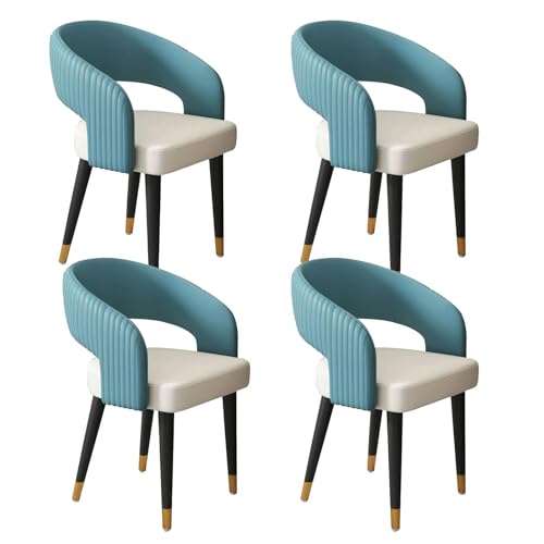 GBKBVTATDK Mid-Century Esszimmerstühle 4er-Set, Armlehnenlose Gepolsterte Küchenstühle mit Metallbeinen, Stühle Esszimmer für Zuhause, Restaurant oder Café(Blue,4pcs) von GBKBVTATDK