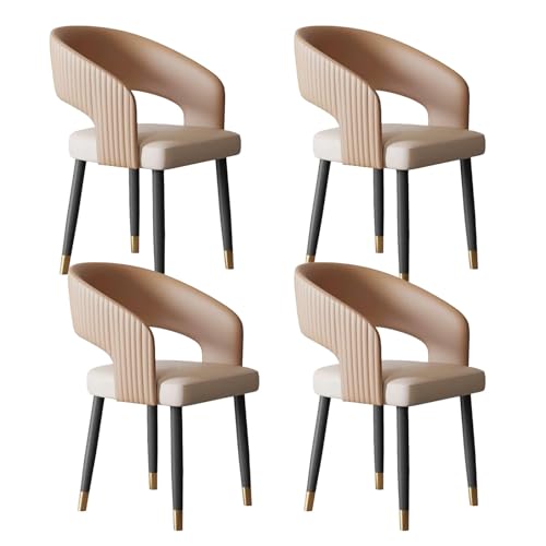 GBKBVTATDK Mid-Century Esszimmerstühle 4er-Set, Armlehnenlose Gepolsterte Küchenstühle mit Metallbeinen, Stühle Esszimmer für Zuhause, Restaurant oder Café(Brown,4pcs) von GBKBVTATDK