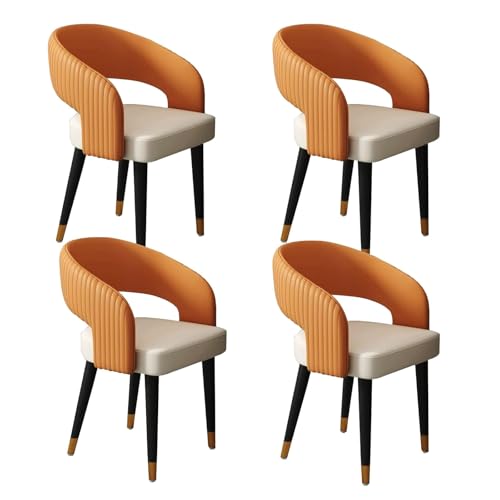 GBKBVTATDK Mid-Century Esszimmerstühle 4er-Set, Armlehnenlose Gepolsterte Küchenstühle mit Metallbeinen, Stühle Esszimmer für Zuhause, Restaurant oder Café(Orange,4pcs) von GBKBVTATDK