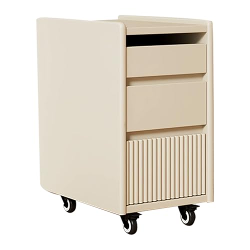 GBKBVTATDK Moderner Nachttisch, Nachttische mit 3 Schubladen, Griffloses Design, Bedside Tables mit Rollen, für Schlafzimmer, Wohnzimmer(White,35cm/13.7in) von GBKBVTATDK